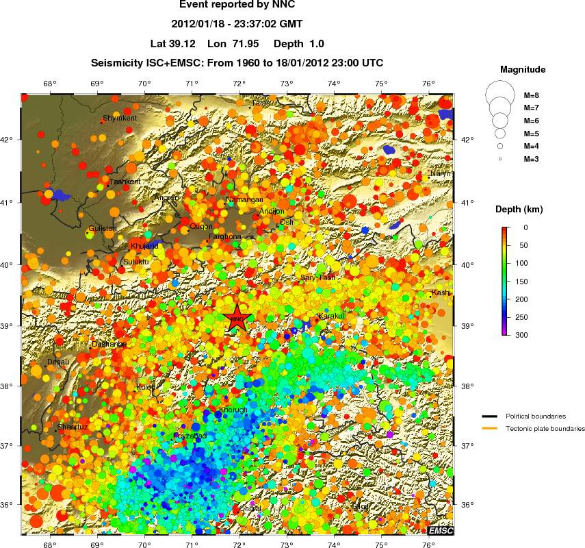regional depth historical seismicity