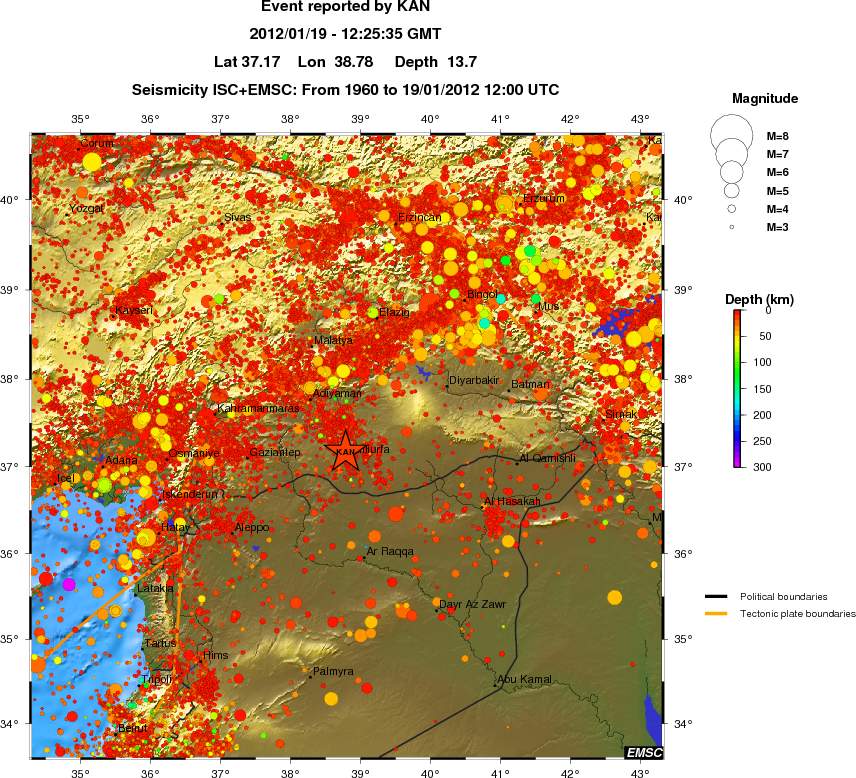 regional depth historical seismicity