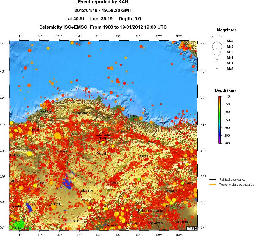 regional depth historical seismicity