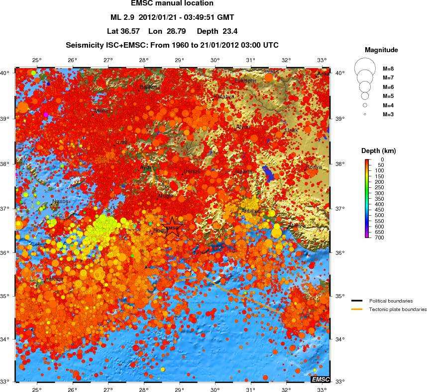 regional depth historical seismicity
