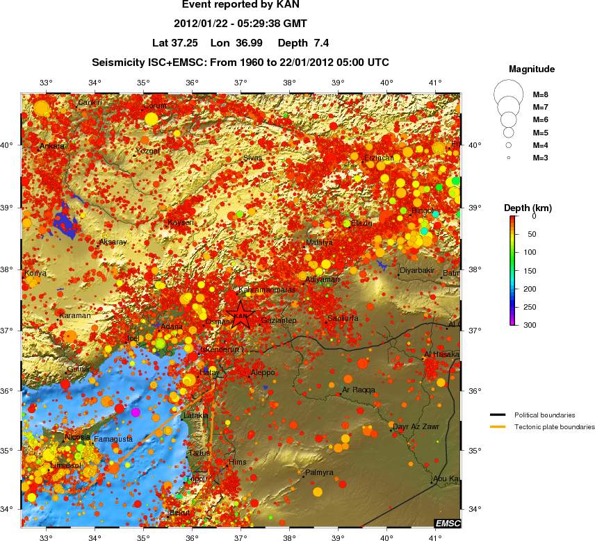 regional depth historical seismicity