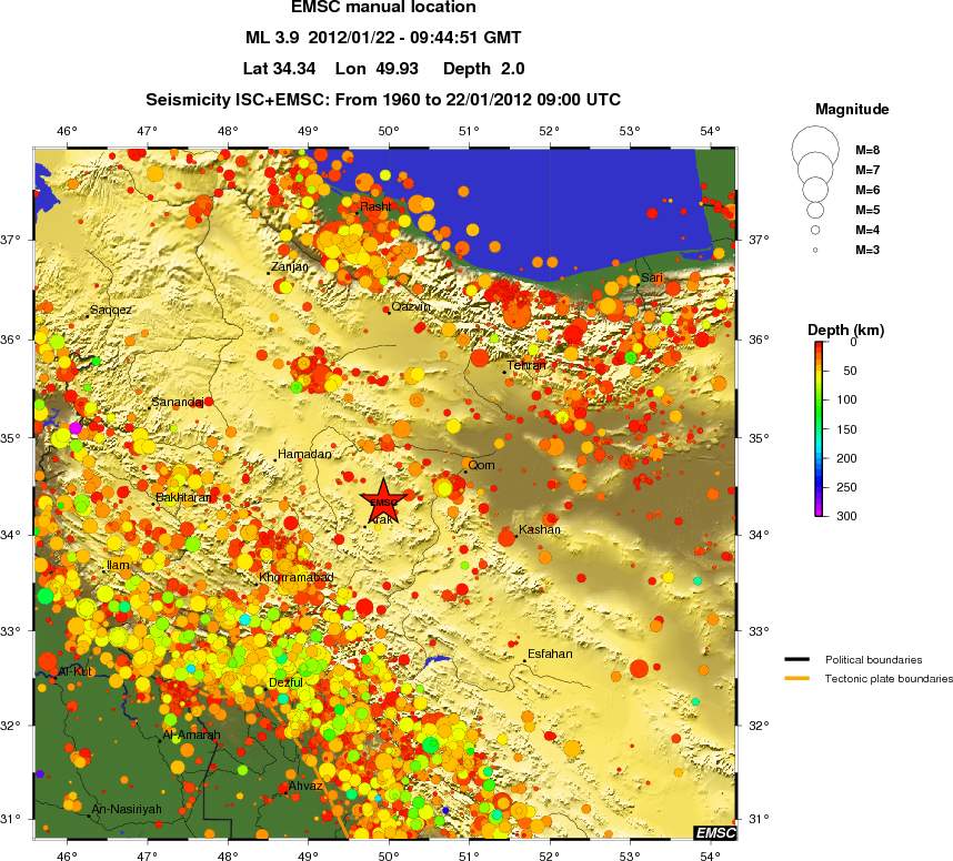 regional depth historical seismicity