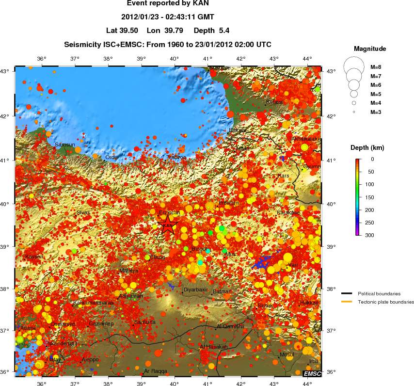 regional depth historical seismicity