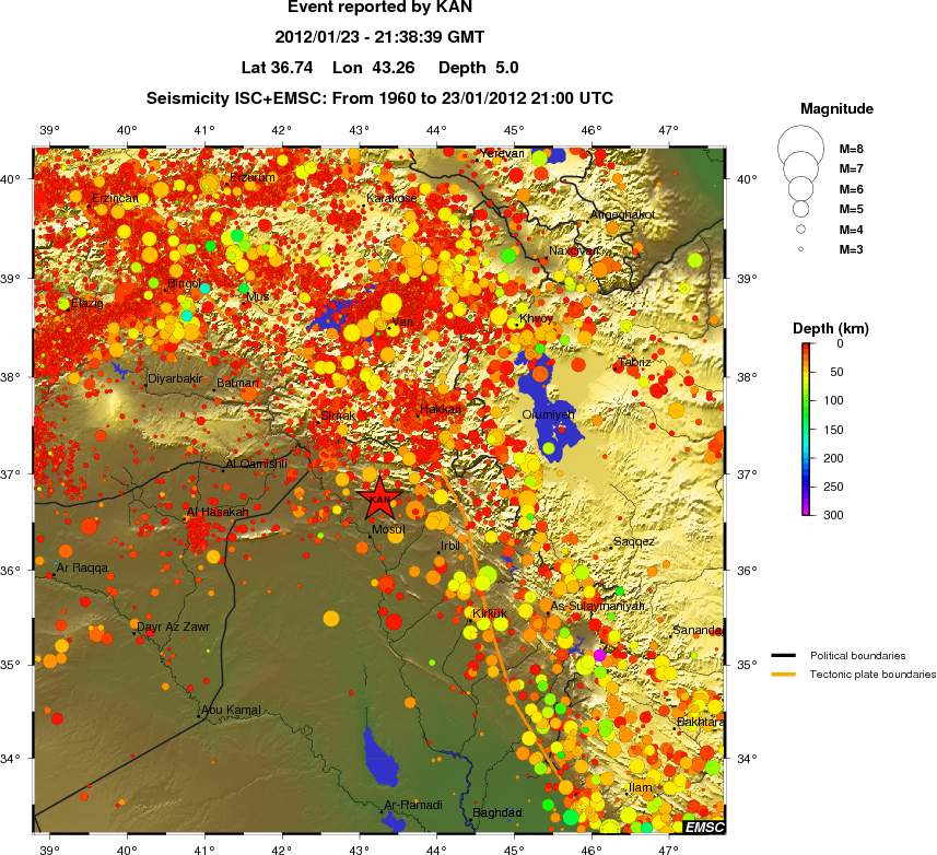 regional depth historical seismicity