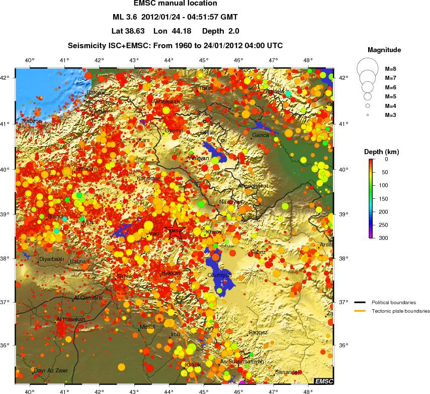 regional depth historical seismicity