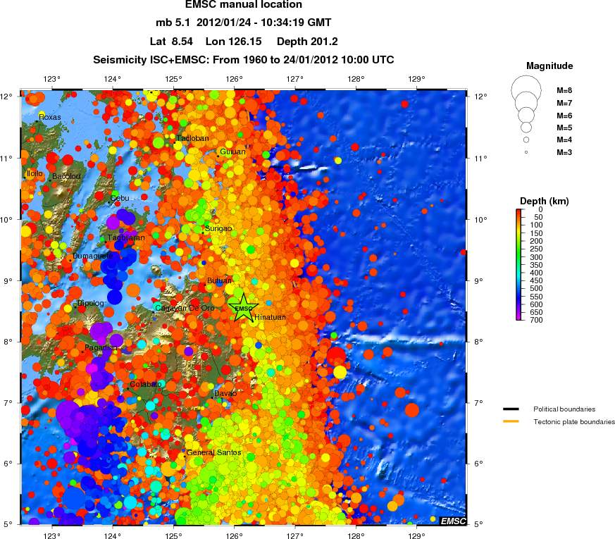 regional depth historical seismicity