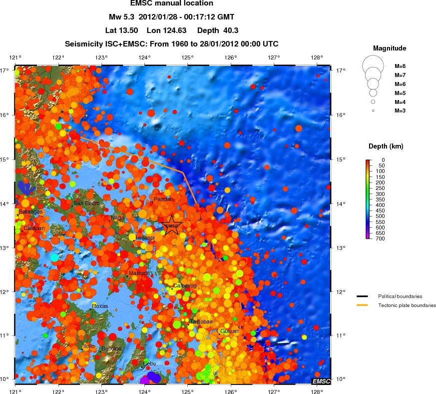 regional depth historical seismicity