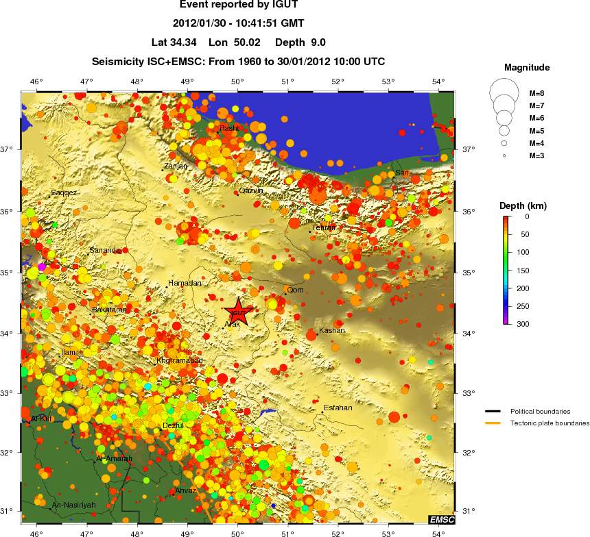 regional depth historical seismicity