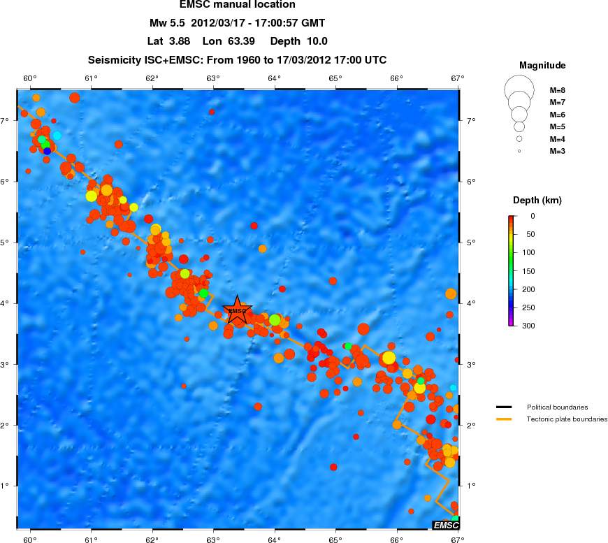 regional depth historical seismicity