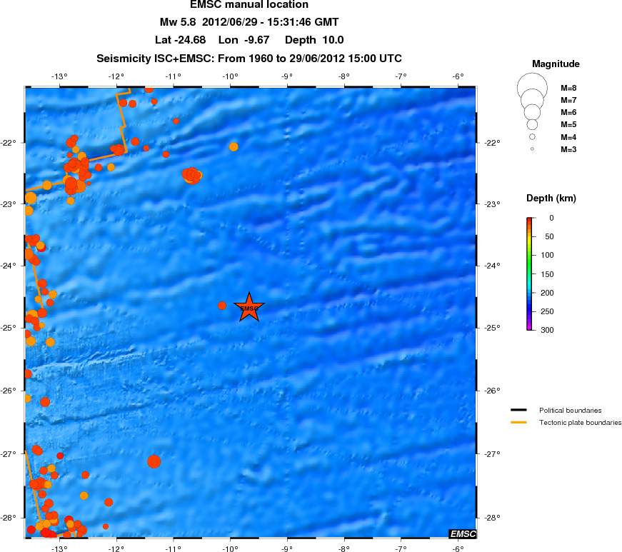 regional depth historical seismicity