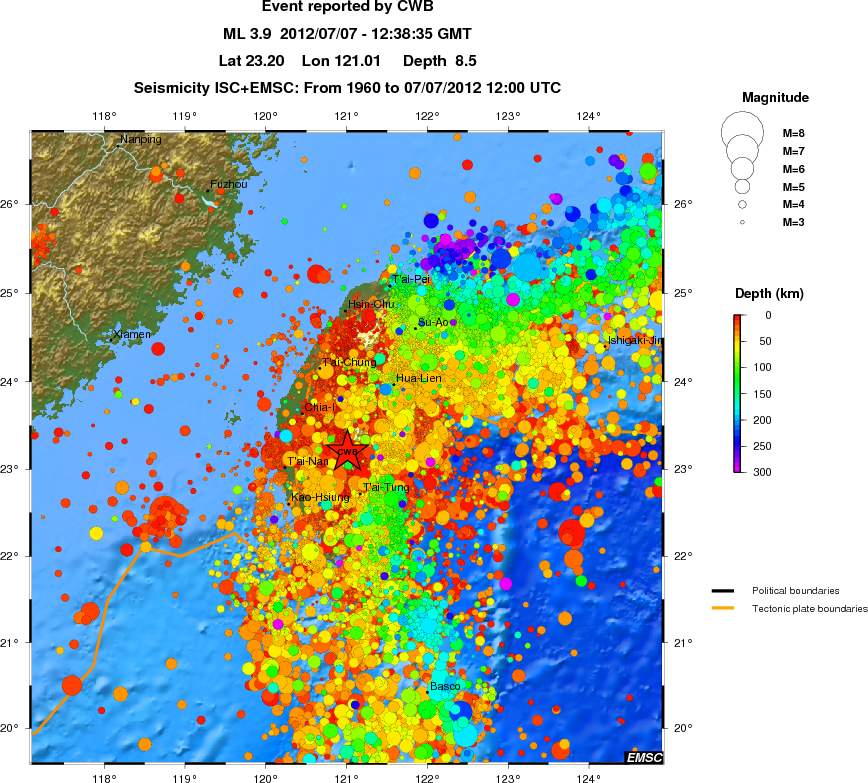 regional depth historical seismicity
