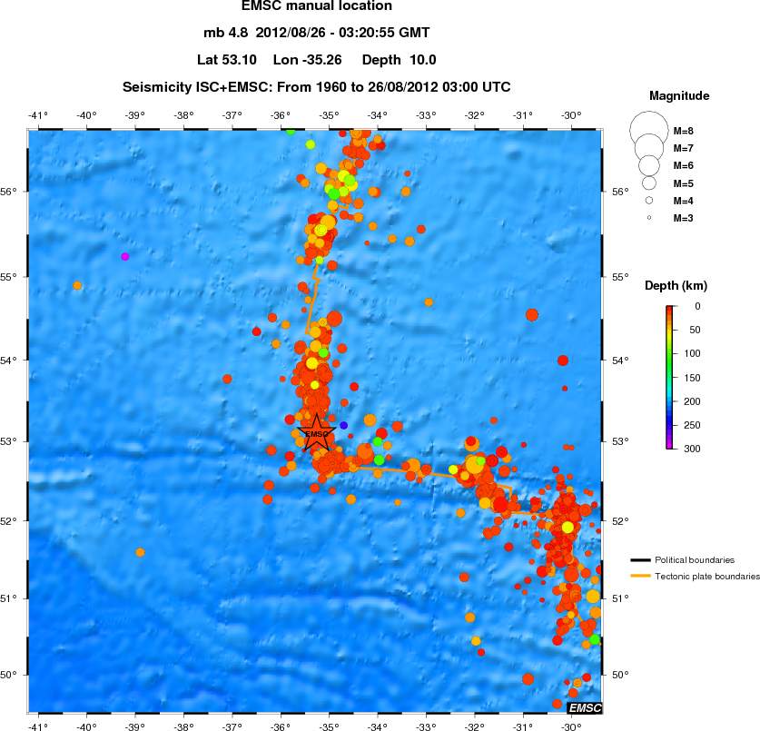 regional depth historical seismicity