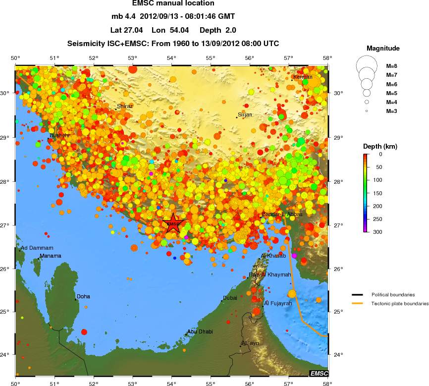 regional depth historical seismicity