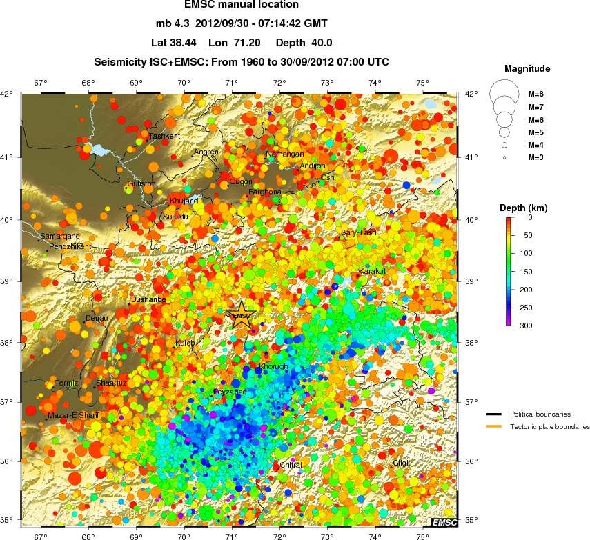 regional depth historical seismicity