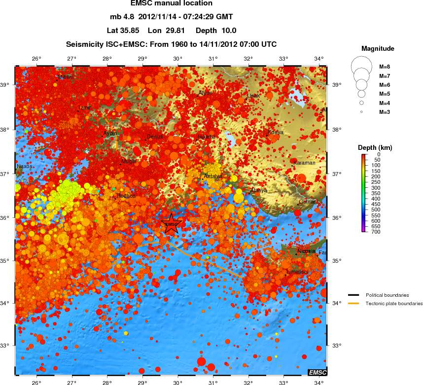 regional depth historical seismicity