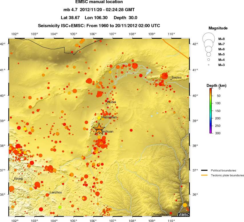 regional depth historical seismicity
