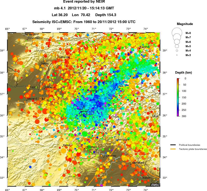 regional depth historical seismicity