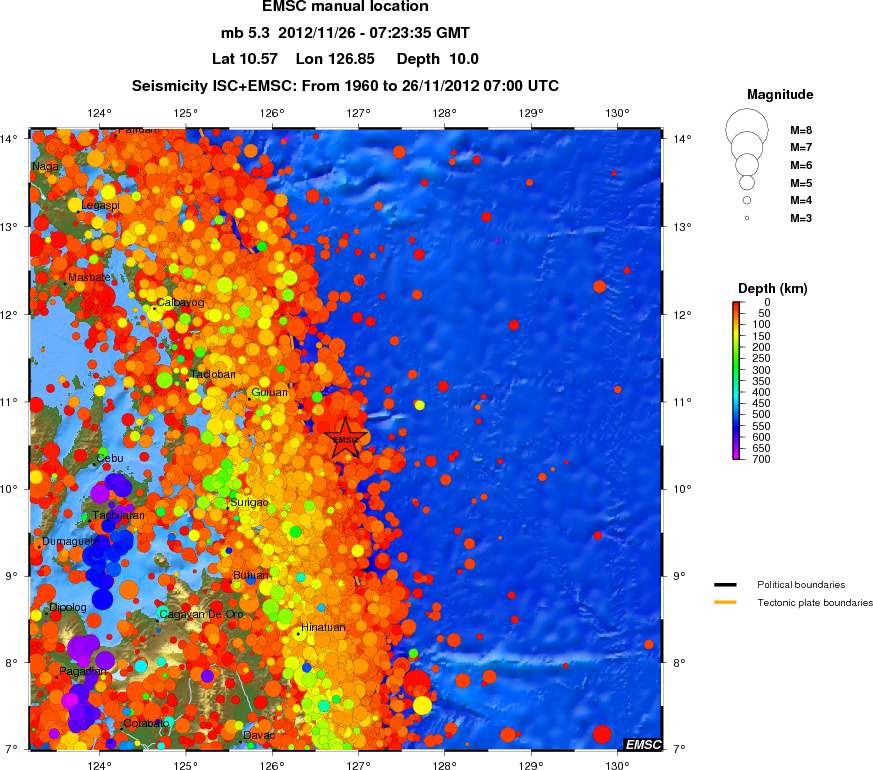 regional depth historical seismicity