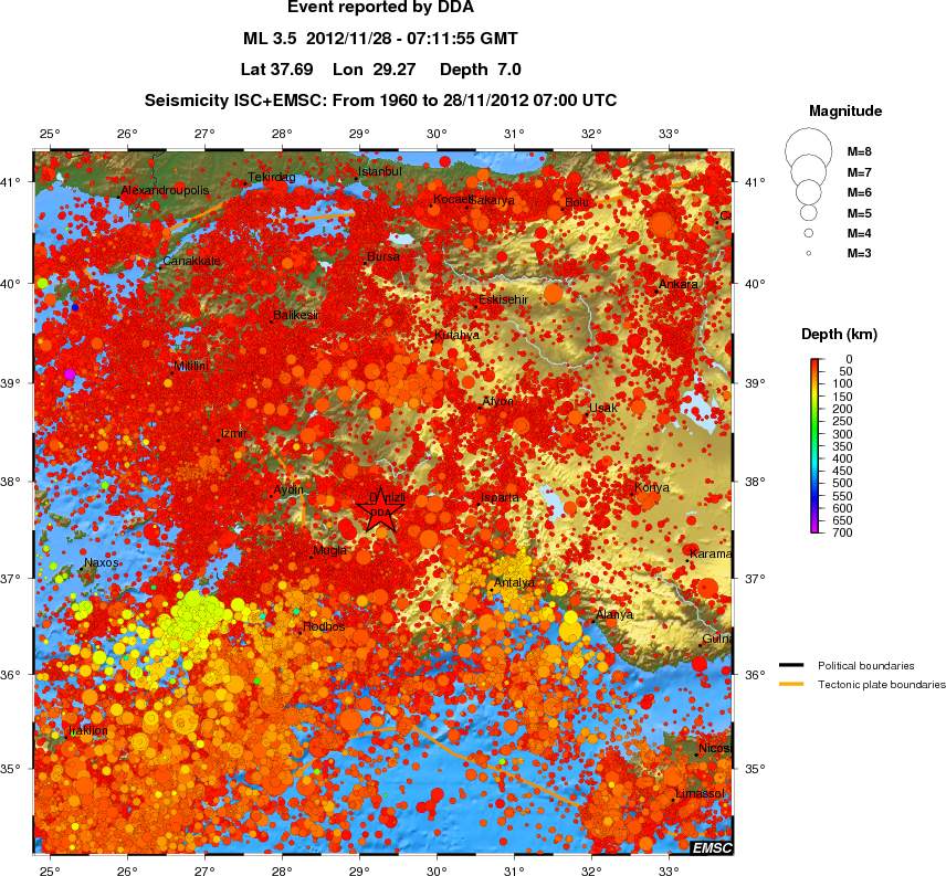 regional depth historical seismicity