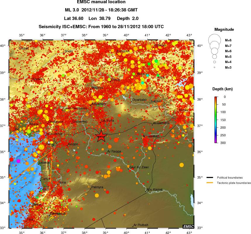 regional depth historical seismicity