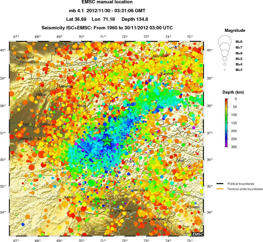 regional depth historical seismicity