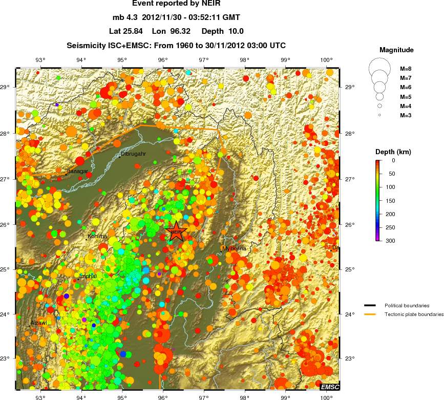 regional depth historical seismicity