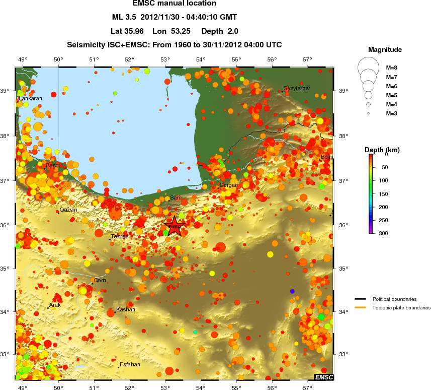 regional depth historical seismicity
