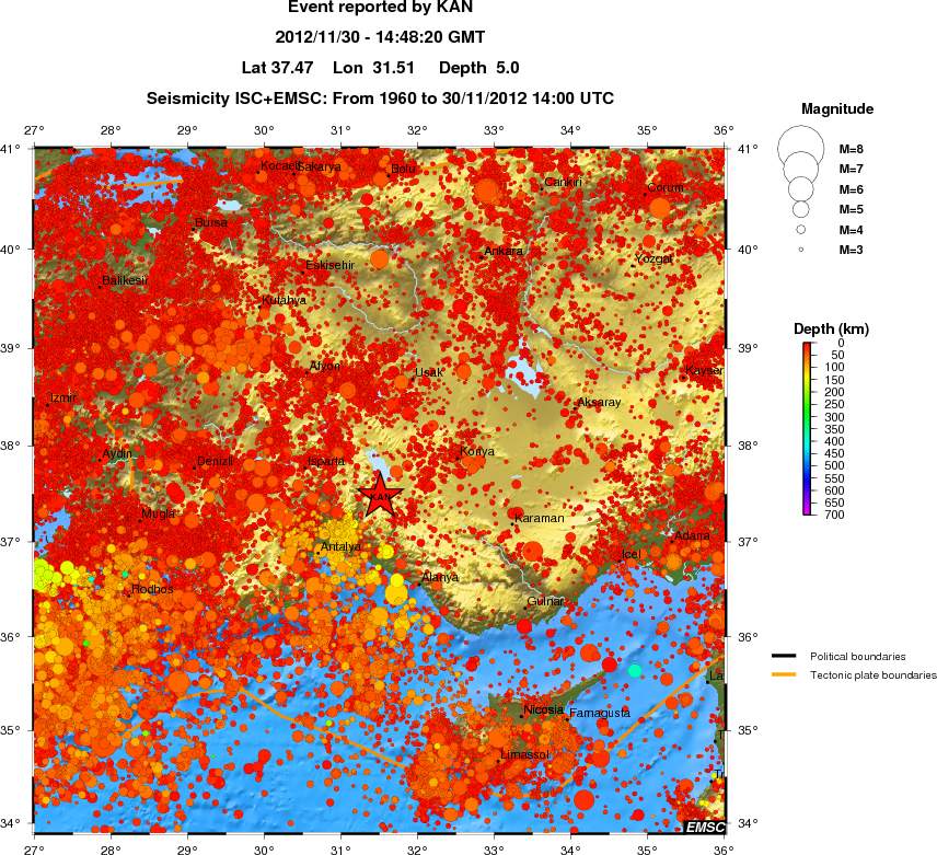 regional depth historical seismicity