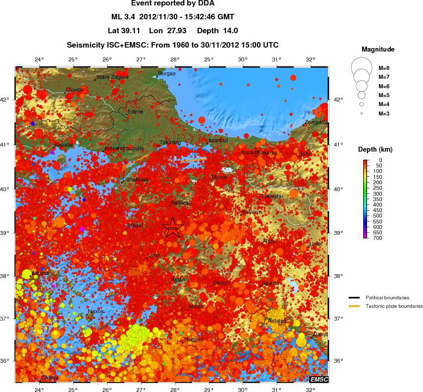 regional depth historical seismicity