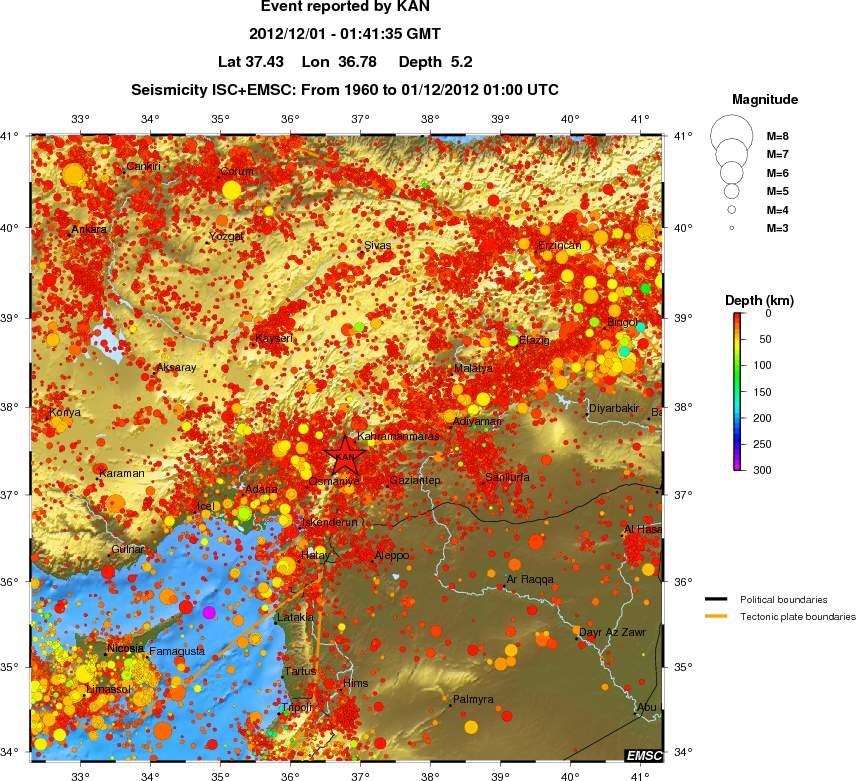 regional depth historical seismicity