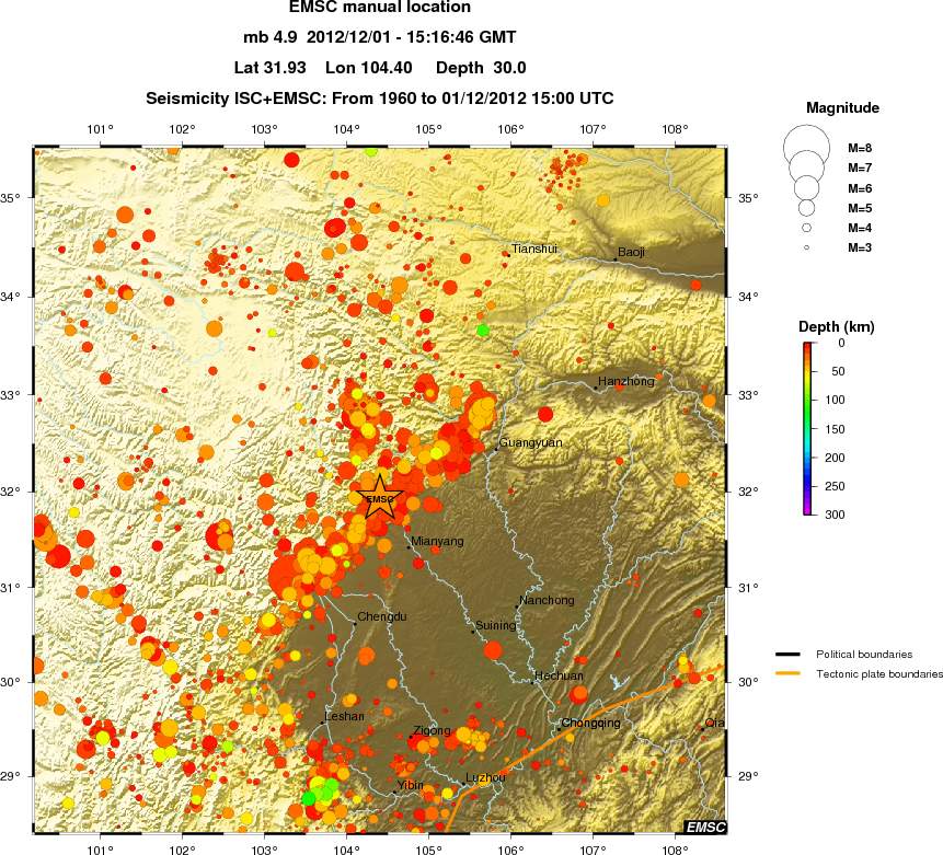 regional depth historical seismicity