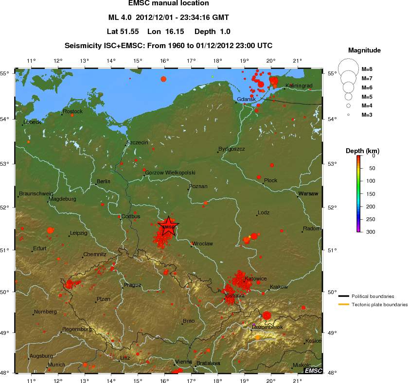 regional depth historical seismicity
