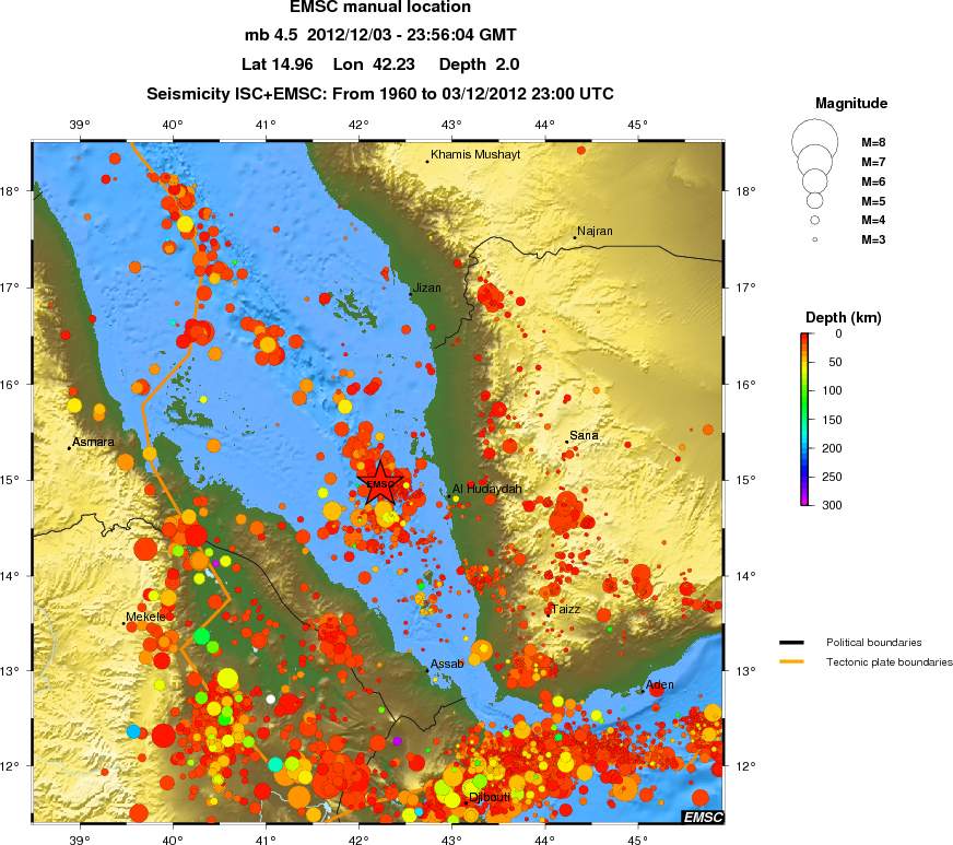 regional depth historical seismicity