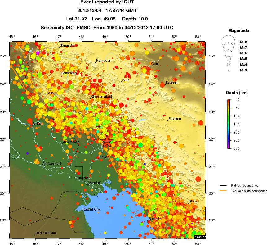 regional depth historical seismicity