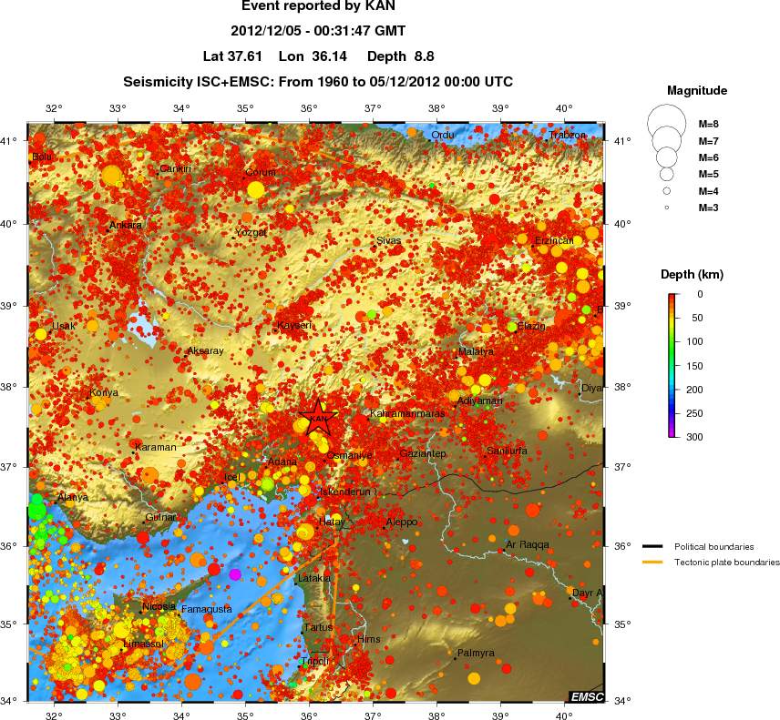 regional depth historical seismicity