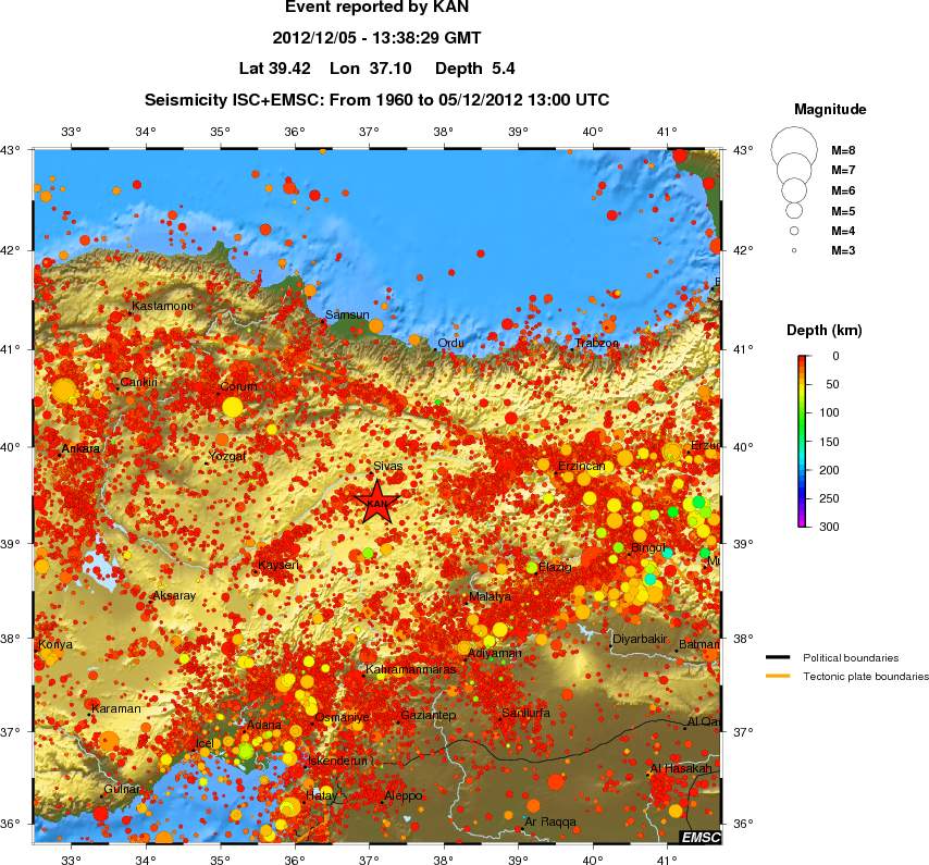 regional depth historical seismicity