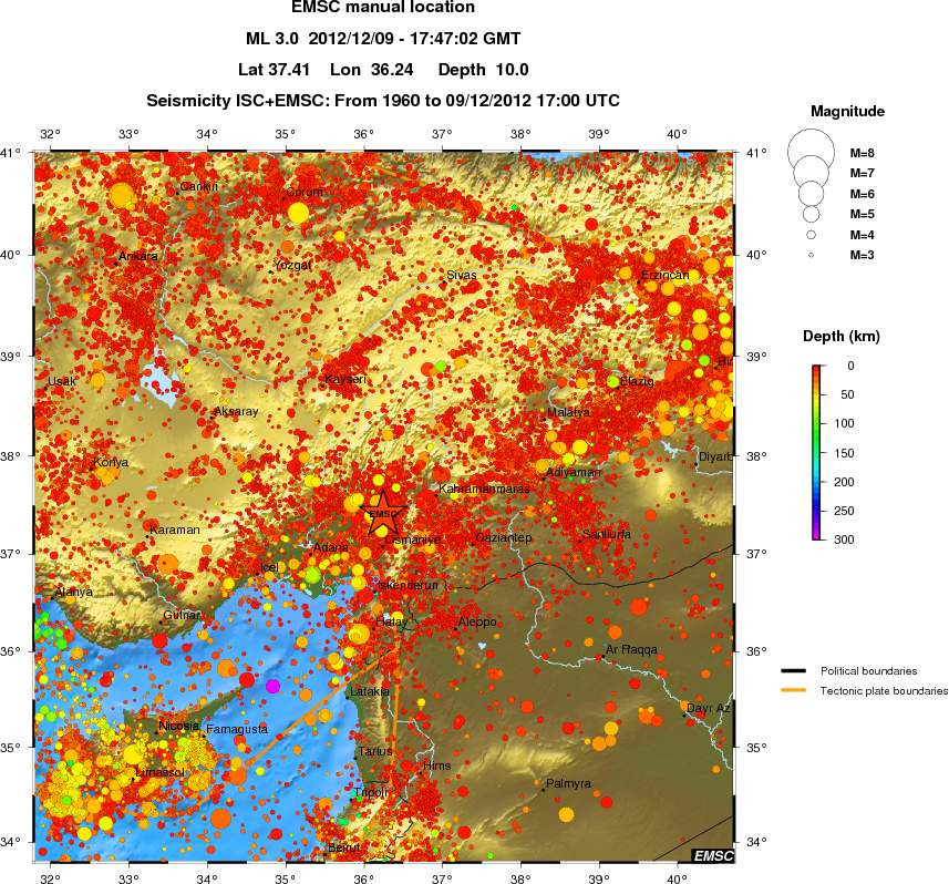regional depth historical seismicity