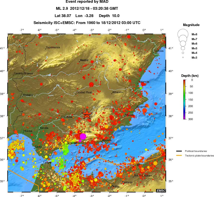 regional depth historical seismicity