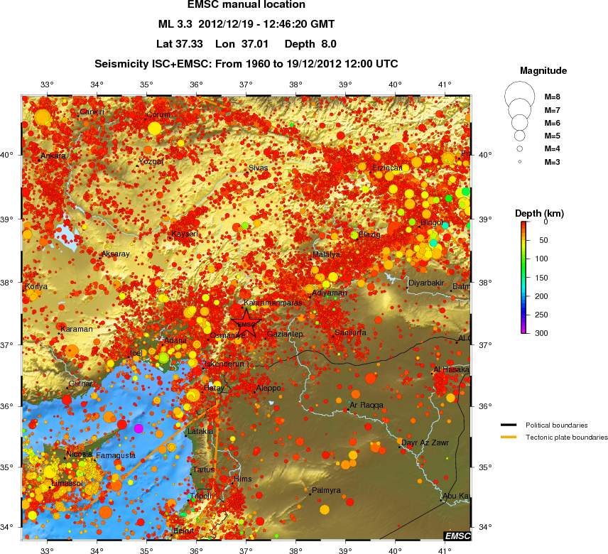 regional depth historical seismicity
