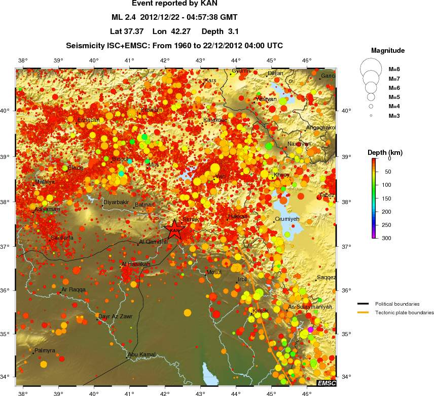 regional depth historical seismicity
