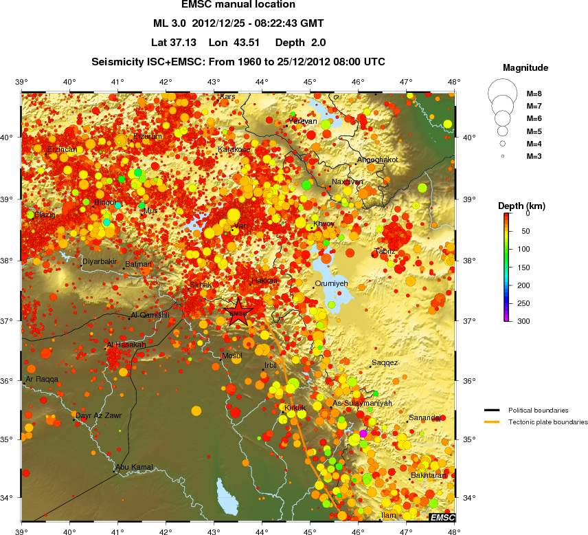 regional depth historical seismicity