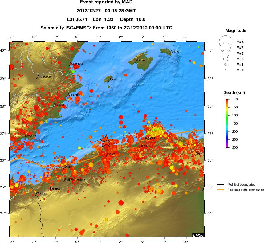 regional depth historical seismicity