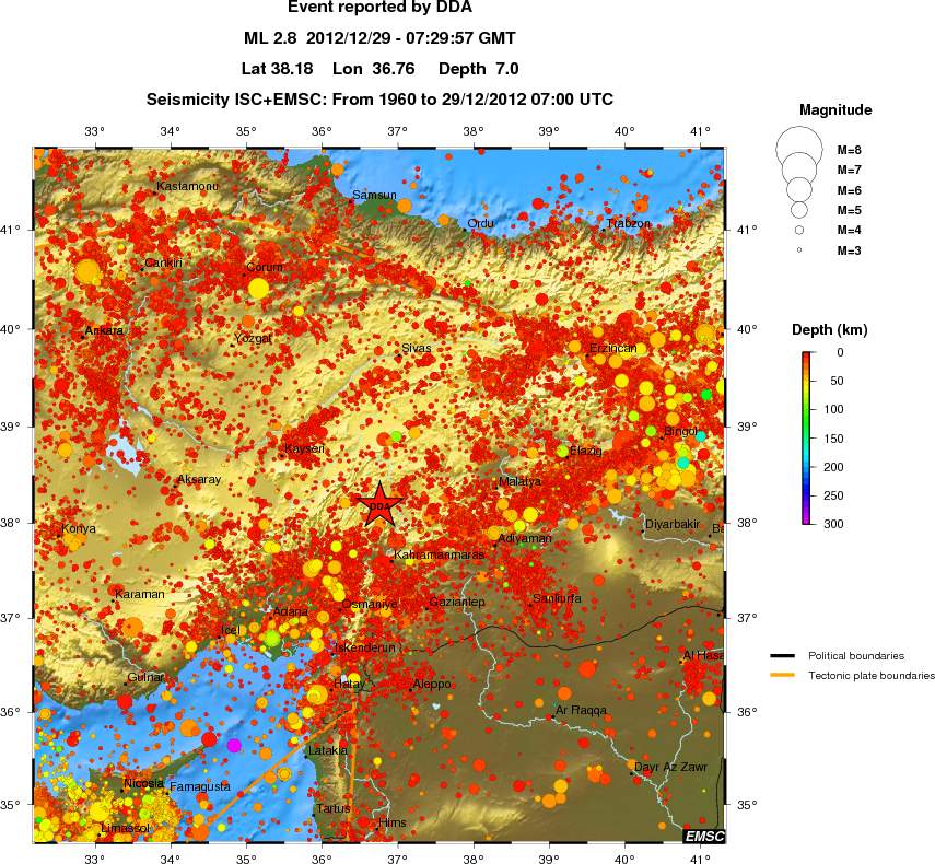 regional depth historical seismicity