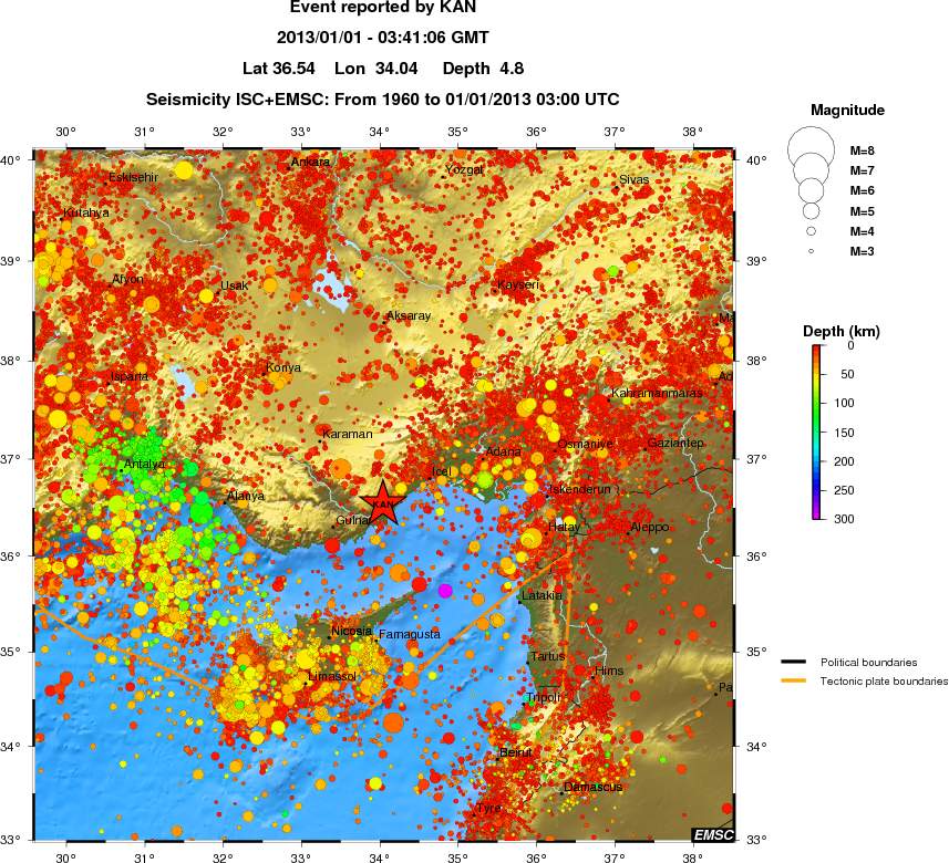 regional depth historical seismicity