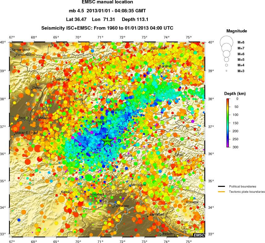 regional depth historical seismicity