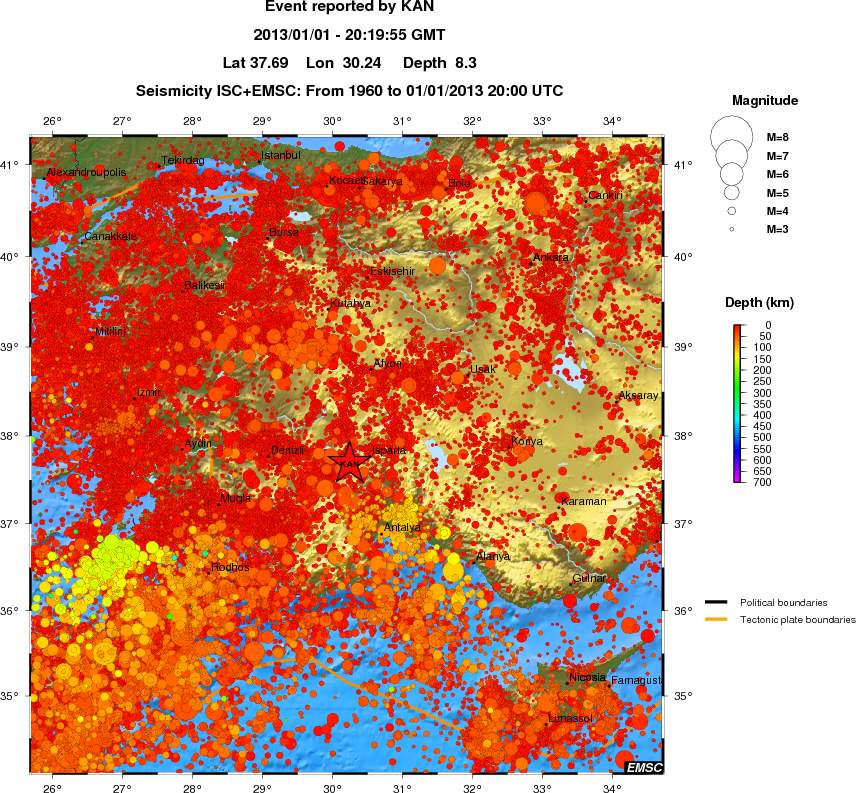 regional depth historical seismicity
