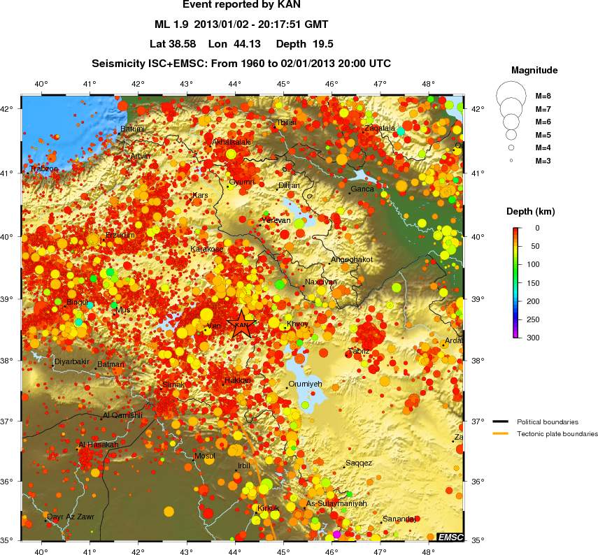 regional depth historical seismicity