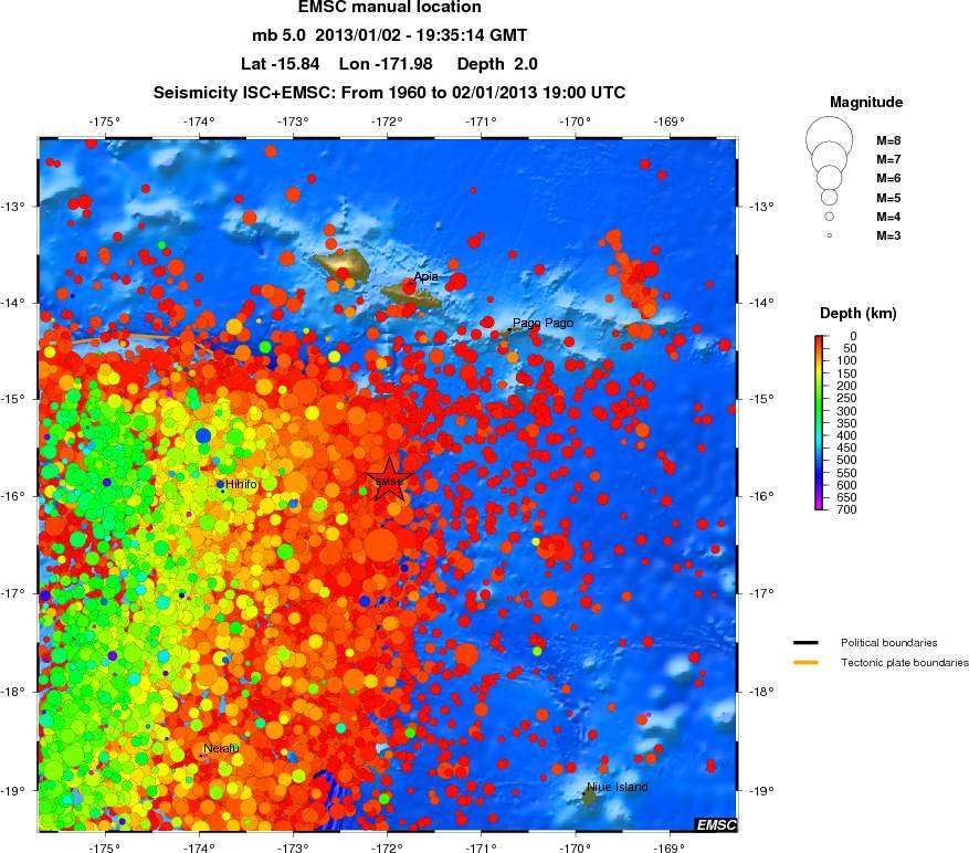 regional depth historical seismicity
