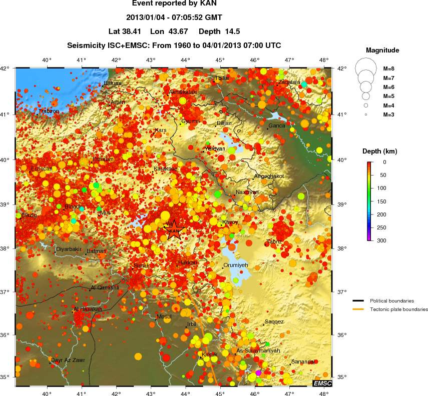 regional depth historical seismicity