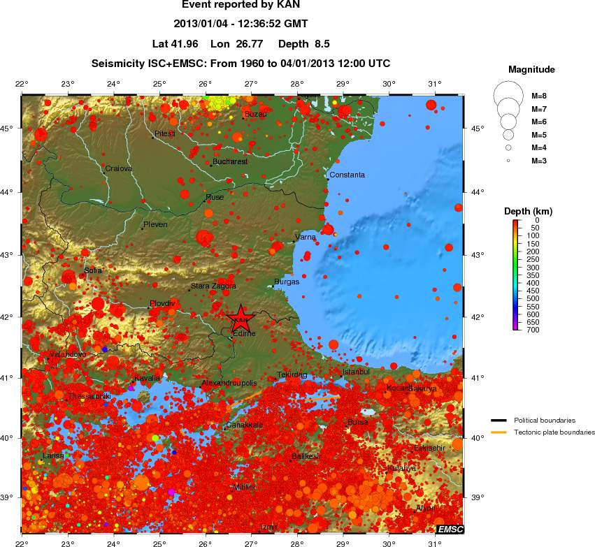 regional depth historical seismicity